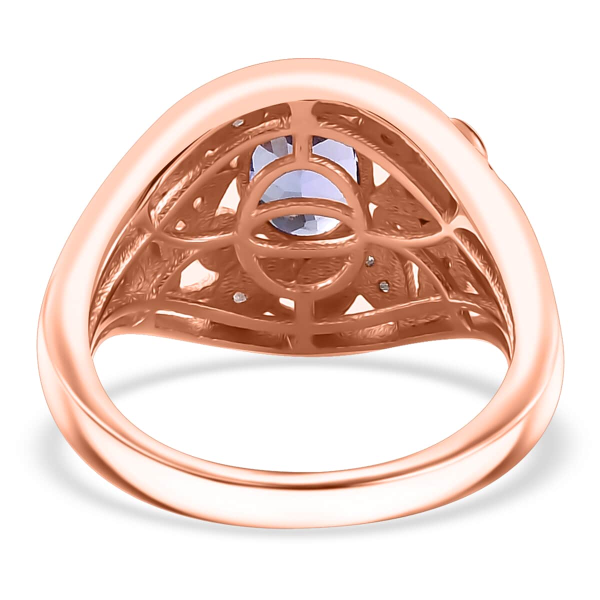 Tanzanite and Uncut Natural Pink Diamond Leaves Ring in 18K Vermeil Rose Gold Over Sterling Silver (Size 7) image number 4