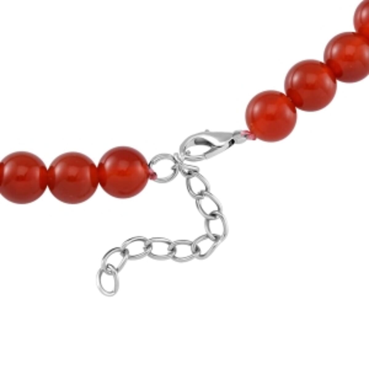 Round Red Agate 365.00 ctw Necklace in Silvertone 20-22 Inches image number 3