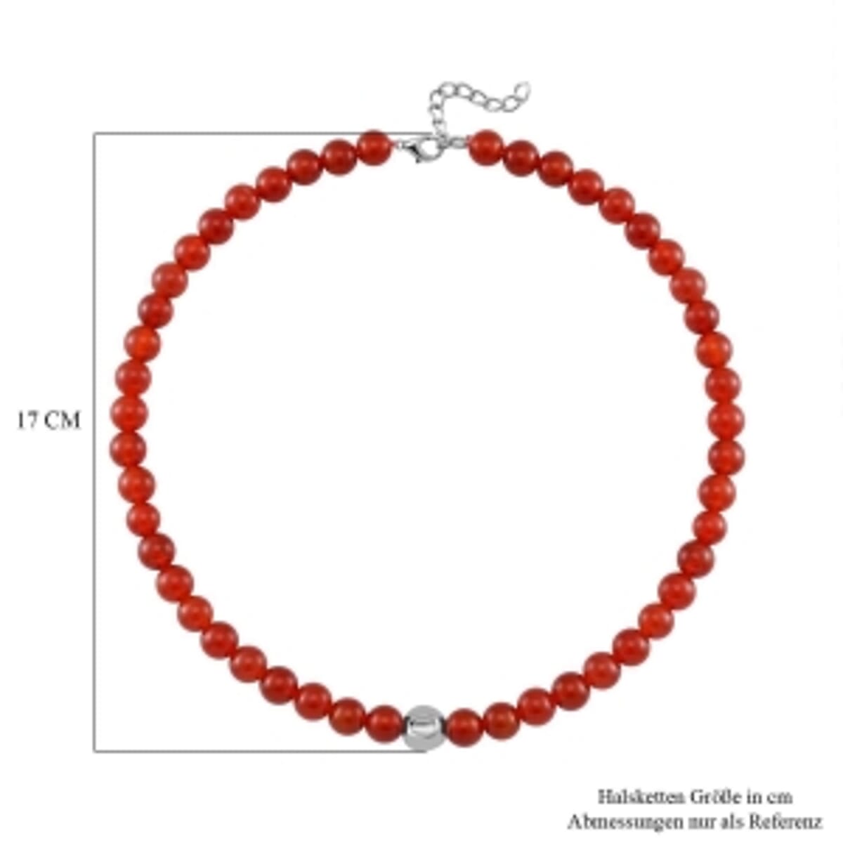 Round Red Agate 365.00 ctw Necklace in Silvertone 20-22 Inches image number 4