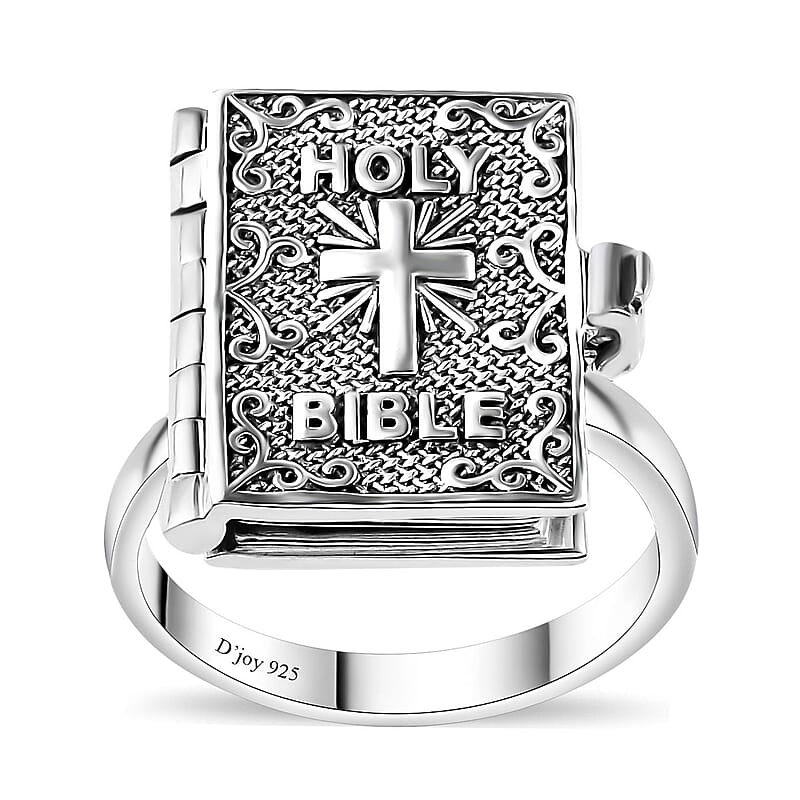 D'Joy Sterling Silver Holy Cross Bible Ring (Size 5.0) 8.50 Grams