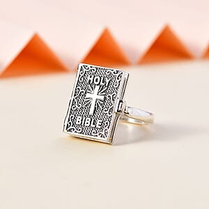D'Joy Sterling Silver Holy Cross Bible Ring (Size 5.0) 8.50 Grams