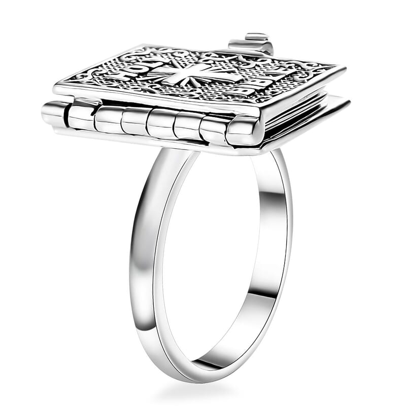 D'Joy Sterling Silver Holy Cross Bible Ring (Size 5.0) 8.50 Grams