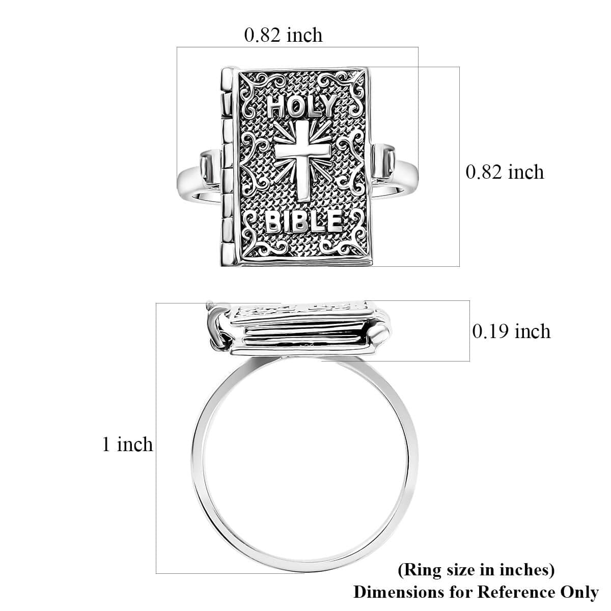 Sterling Silver Holy Cross Bible Ring (Size 5.0) 8.50 Grams image number 5