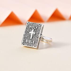 D'Joy Sterling Silver Holy Cross Bible Ring (Size 8.0) 8.50 Grams