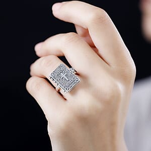 D'Joy Sterling Silver Holy Cross Bible Ring (Size 8.0) 8.50 Grams