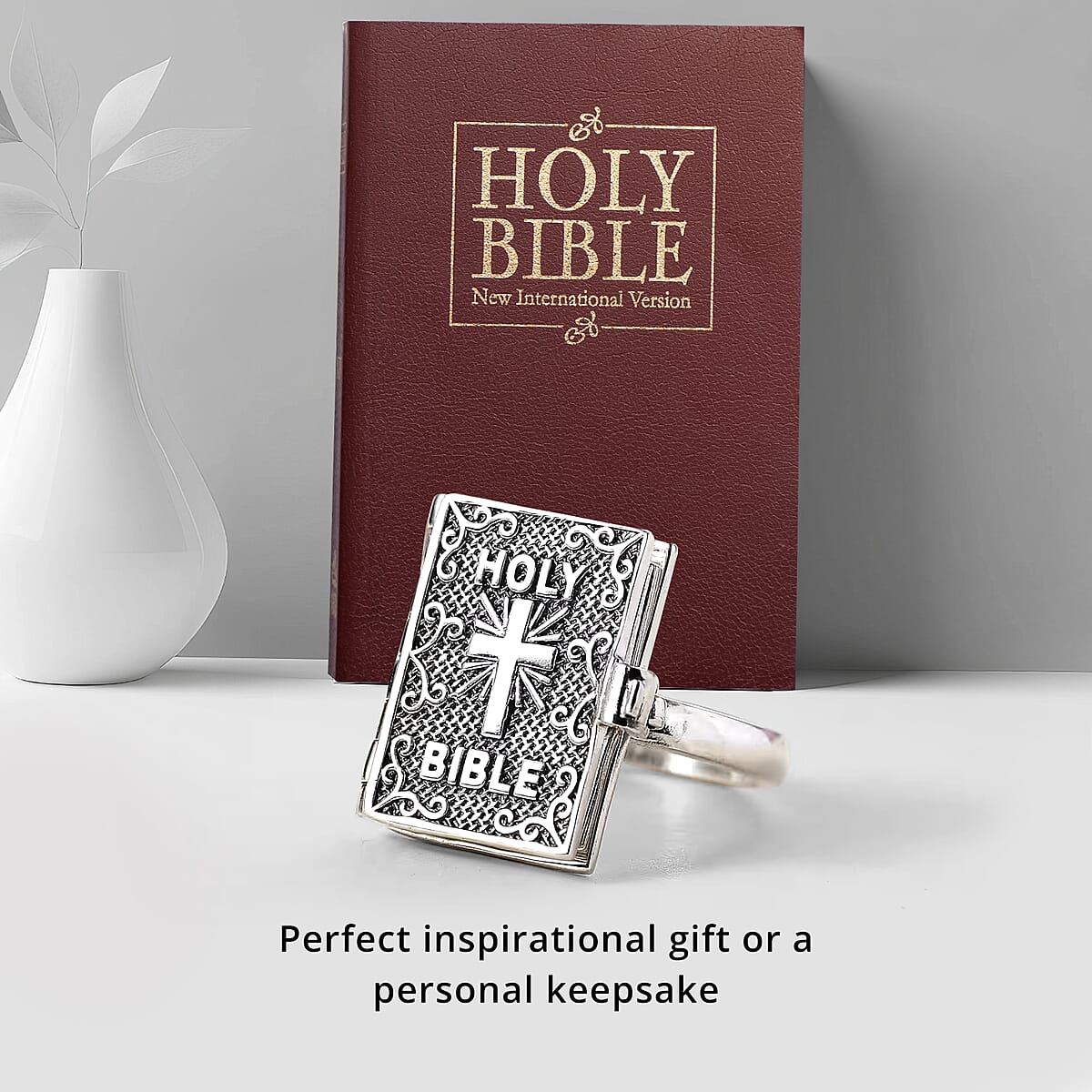Sterling Silver Holy Cross Bible Ring (Size 8.0) 8.50 Grams image number 6