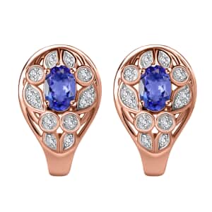 Tanzanite and Uncut Natural Pink Diamond 1.00 ctw Botanical Bliss Earrings in 18K Vermeil Rose Gold Over Sterling Silver