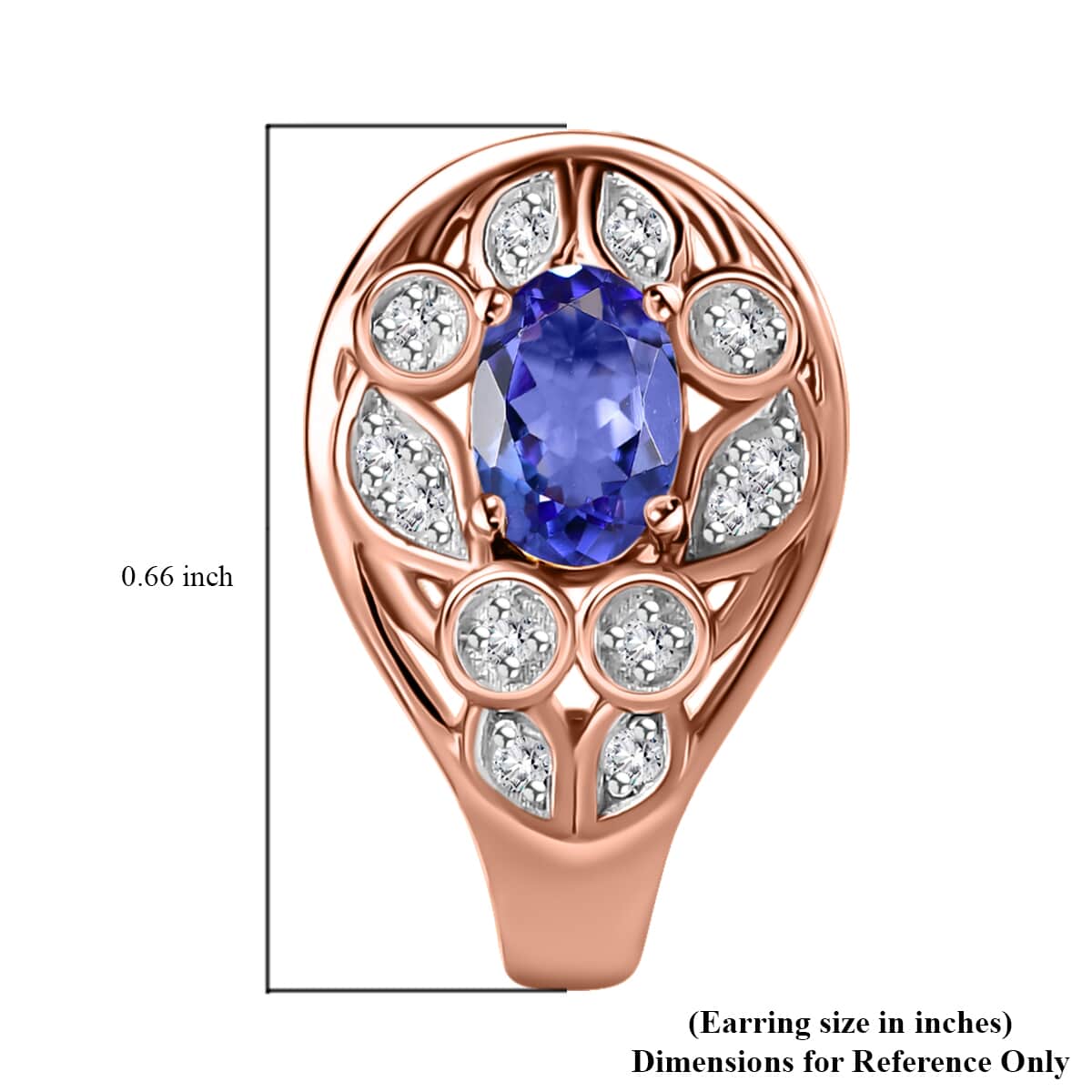 Tanzanite and Uncut Natural Pink Diamond 1.05 ctw J-Hoop Earrings in 18K Vermeil Rose Gold Over Sterling Silver image number 4