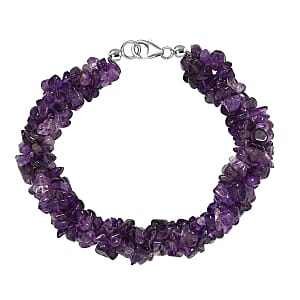 African Amethyst 110.00 ctw Bracelet in Rhodium Over Sterling Silver (7.50 In)