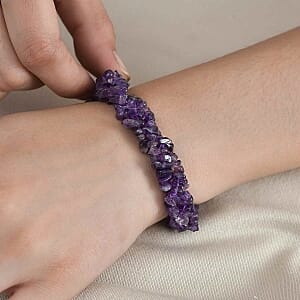 African Amethyst 110.00 ctw Bracelet in Rhodium Over Sterling Silver (7.50 In)