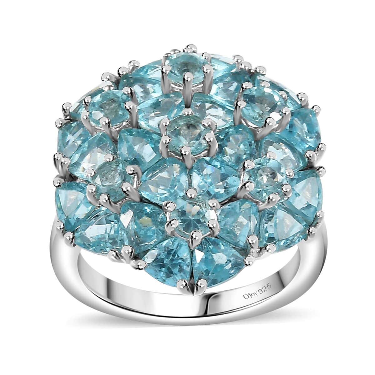 Betroka Blue Apatite Cluster Ring in Rhodium Over Sterling Silver (Size 5.0) 5.25 ctw image number 0