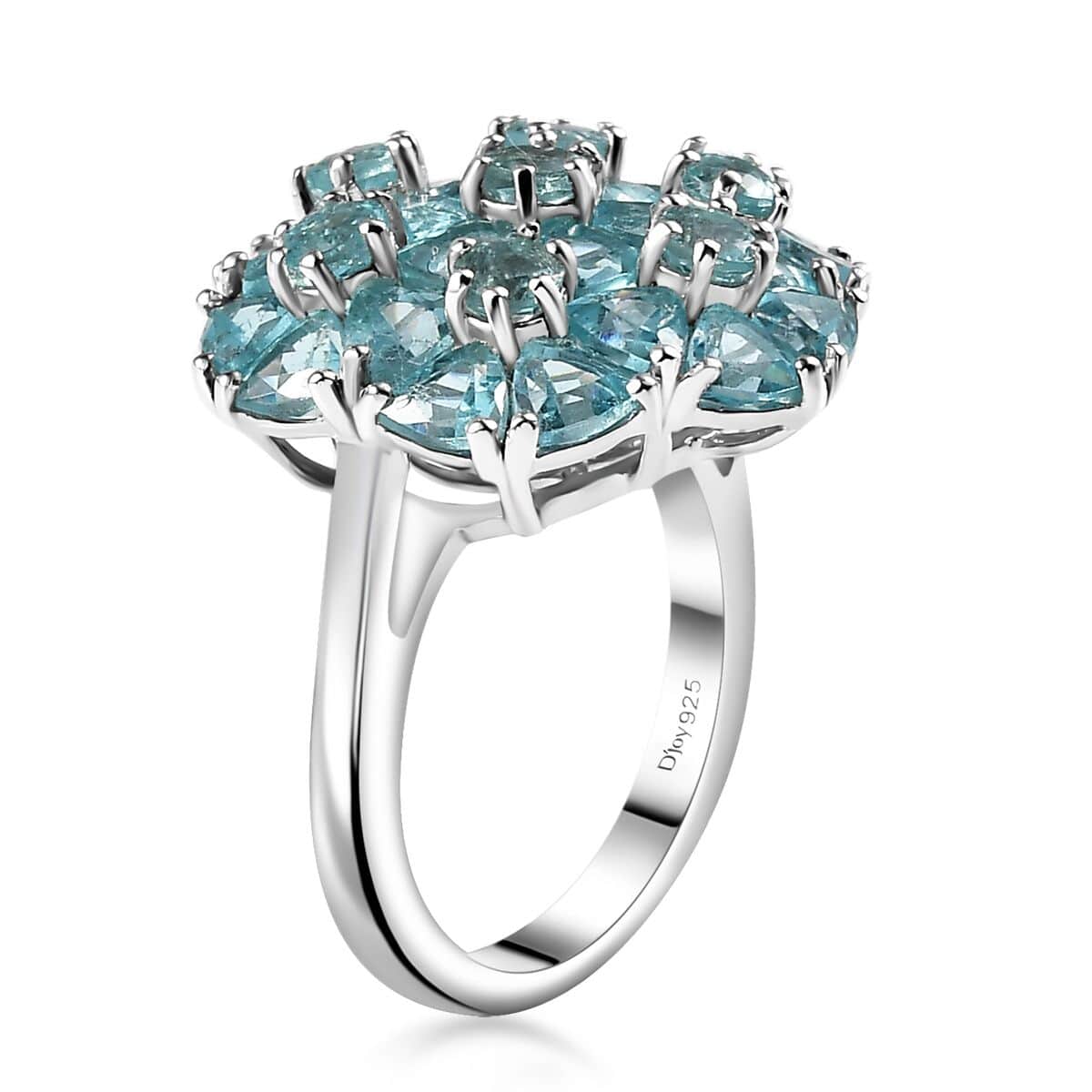 Betroka Blue Apatite Cluster Ring in Rhodium Over Sterling Silver (Size 5.0) 5.25 ctw image number 3