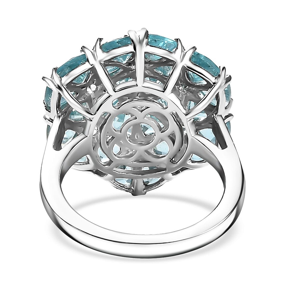 D'Joy Betroka Blue Apatite 5.25 ctw Bunch of Flower Ring in Rhodium Over Sterling Silver (Size 5.0)