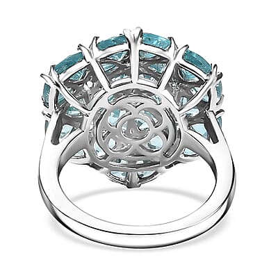 D'Joy Betroka Blue Apatite 5.25 ctw Bunch of Flower Ring in Rhodium Over Sterling Silver (Size 5.0)