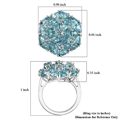 D'Joy Betroka Blue Apatite 5.25 ctw Bunch of Flower Ring in Rhodium Over Sterling Silver (Size 5.0)