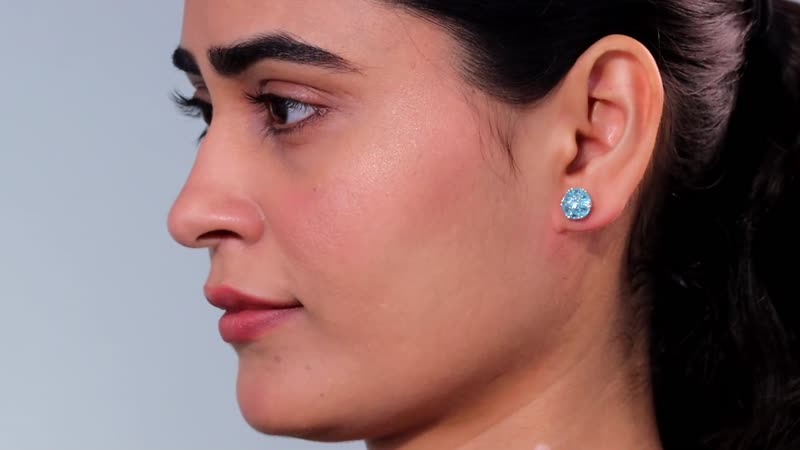 Betroka Blue Apatite 1.75 ctw Flower Stud Earrings in Rhodium Over Sterling Silver