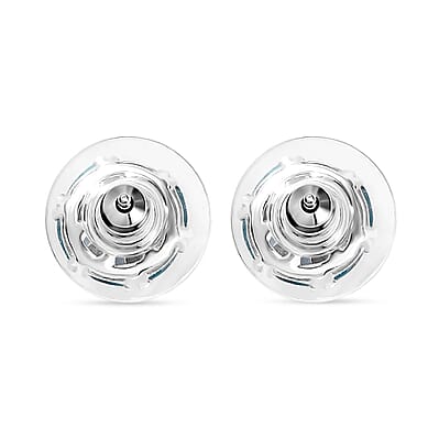 Betroka Blue Apatite 1.75 ctw Flower Stud Earrings in Rhodium Over Sterling Silver