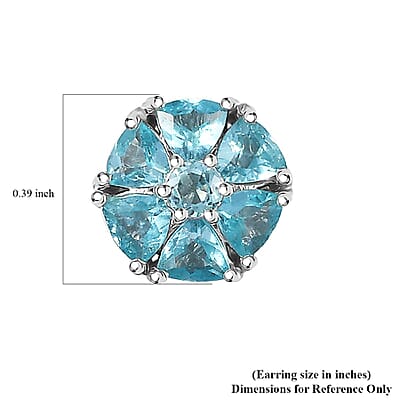 Betroka Blue Apatite 1.75 ctw Flower Stud Earrings in Rhodium Over Sterling Silver