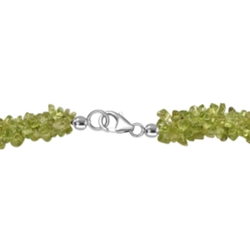 Peridot 210.00 ctw Necklace in Rhodium Over Sterling Silver 20 Inches