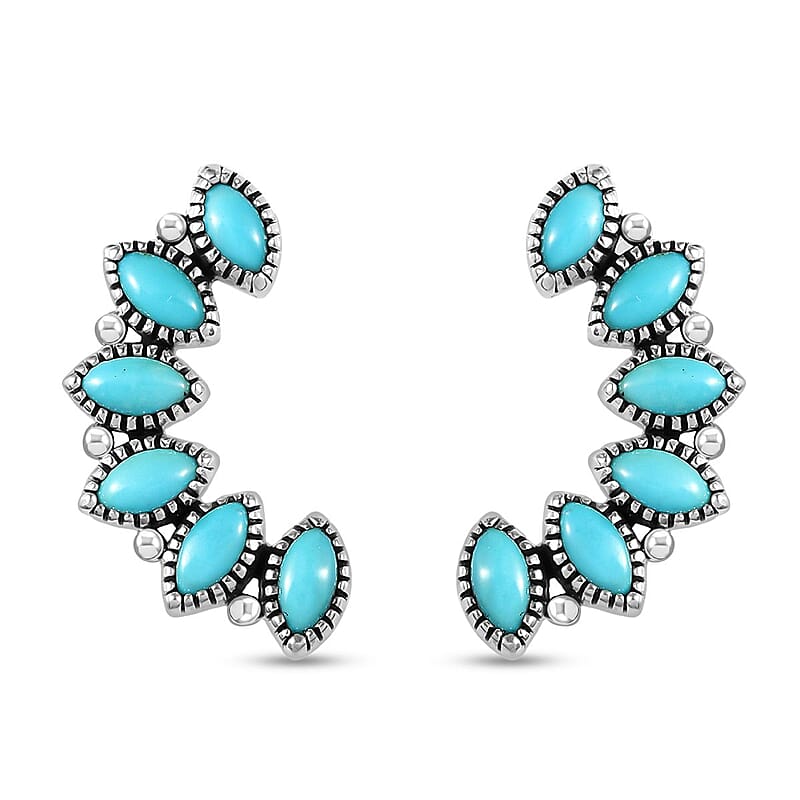 Artisan Crafted Sleeping Beauty Turquoise Earrings in Sterling Silver 2.00 ctw