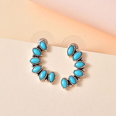 Artisan Crafted Sleeping Beauty Turquoise Earrings in Sterling Silver 2.00 ctw