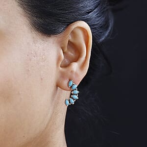 Artisan Crafted Sleeping Beauty Turquoise Earrings in Sterling Silver 2.00 ctw