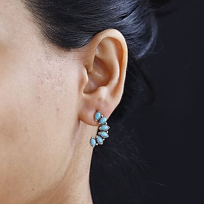 Artisan Crafted Sleeping Beauty Turquoise Earrings in Sterling Silver 2.00 ctw