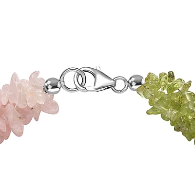 Mozambique Garnet and Peridot 111.85 ctw Bracelet in Rhodium Over Sterling Silver (7.50 In)