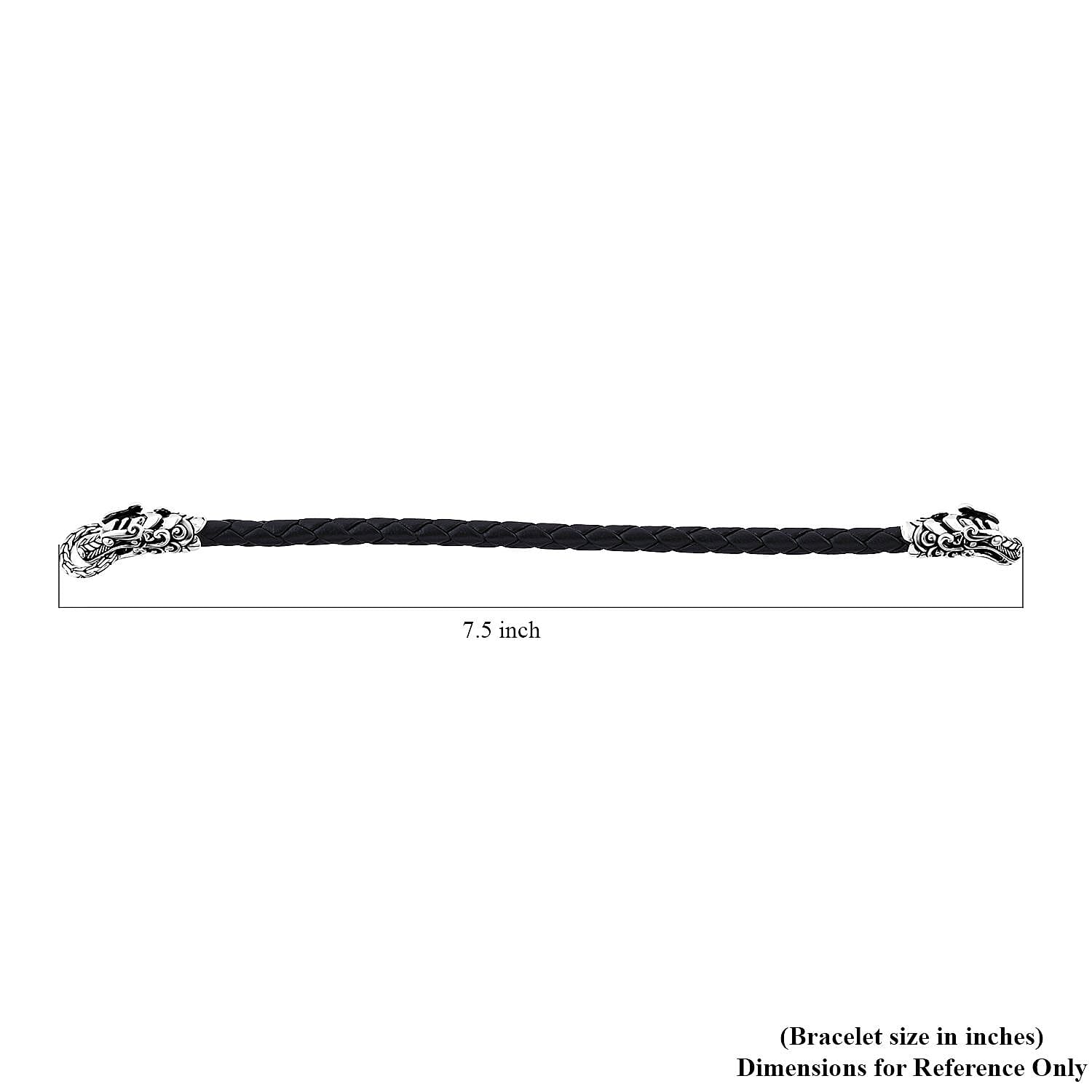Bali Legacy Dragon Bracelet in Sterling Silver and Leather Cord (6.50 In)