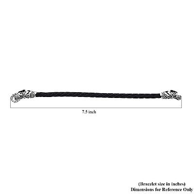 Bali Legacy Dragon Bracelet in Sterling Silver and Leather Cord (6.50 In)