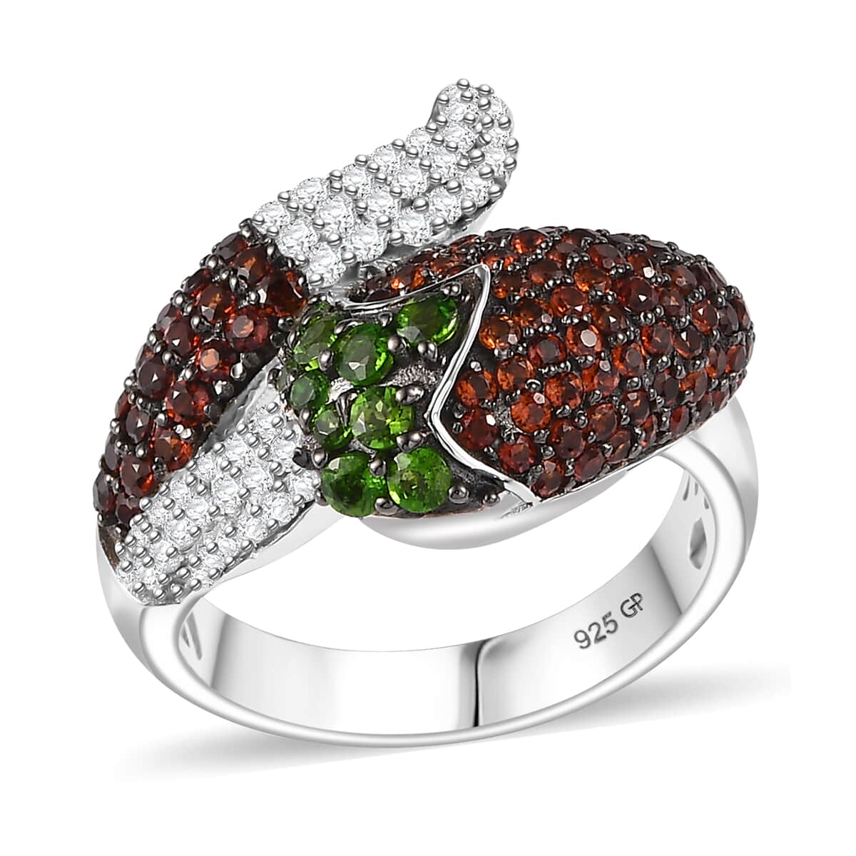 GP Italian Garden Collection Multi Gemstone Chilli Ring in Rhodium Over Sterling Silver (Size 6.0) 2.40 ctw image number 0