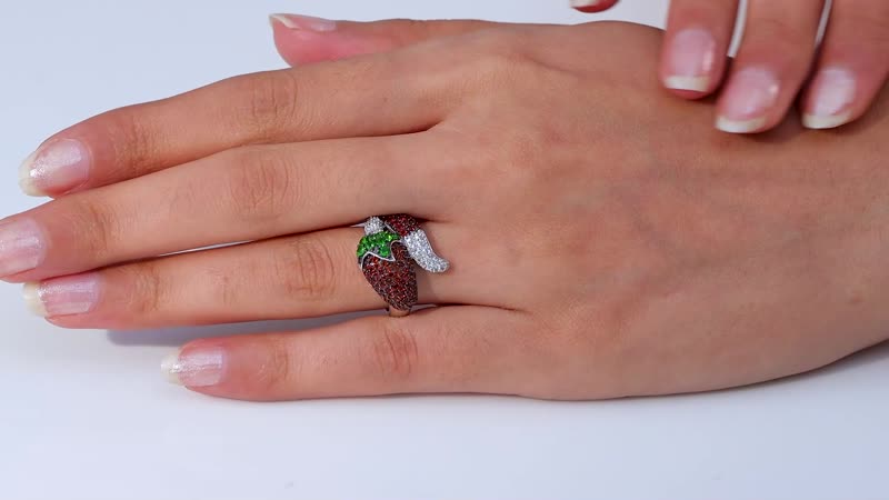 GP Multi Gemstone Bypass Ring in Rhodium Over Sterling Silver (Size 5.0) 2.40 ctw
