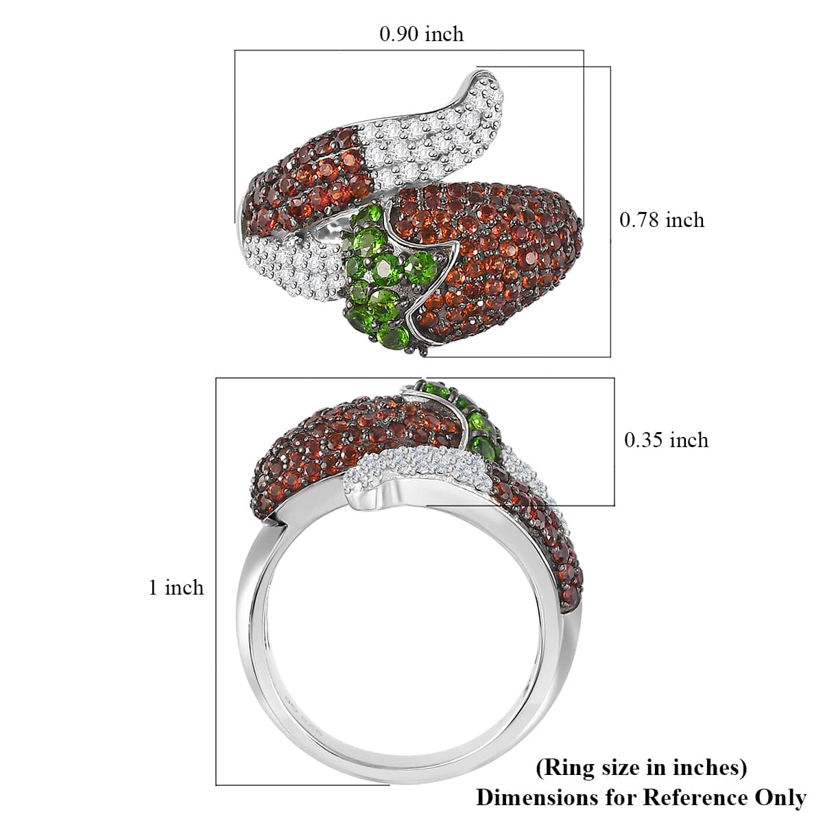 GP Italian Garden Collection Multi Gemstone Chilli Ring in Rhodium Over Sterling Silver (Size 6.0) 2.40 ctw image number 5