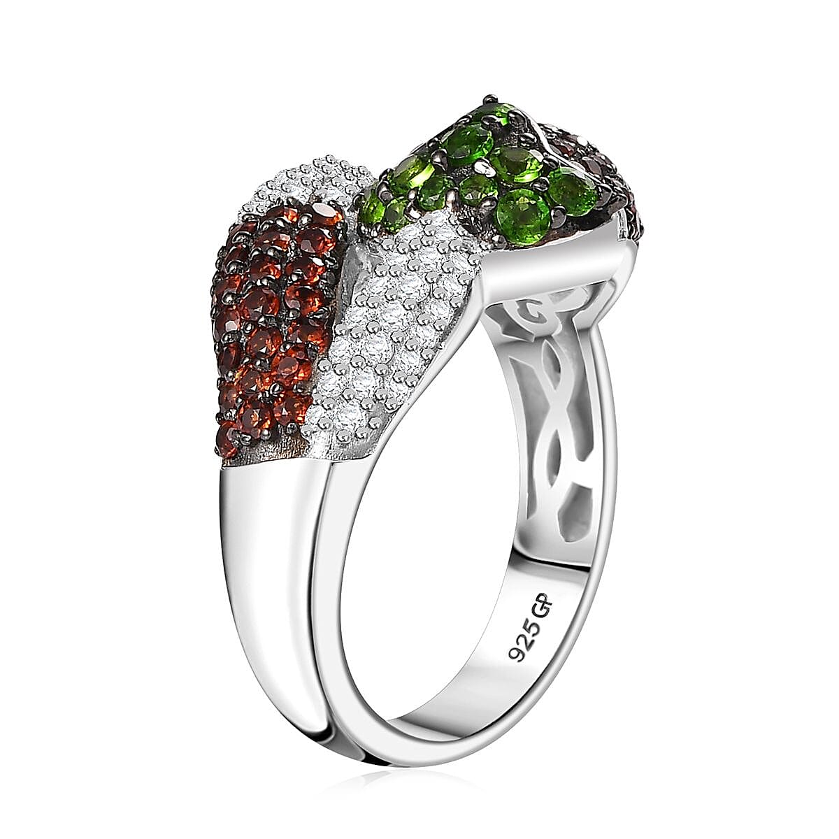 GP Italian Garden Collection Multi Gemstone Chilli Ring in Rhodium Over Sterling Silver (Size 7.0) 2.40 ctw image number 3