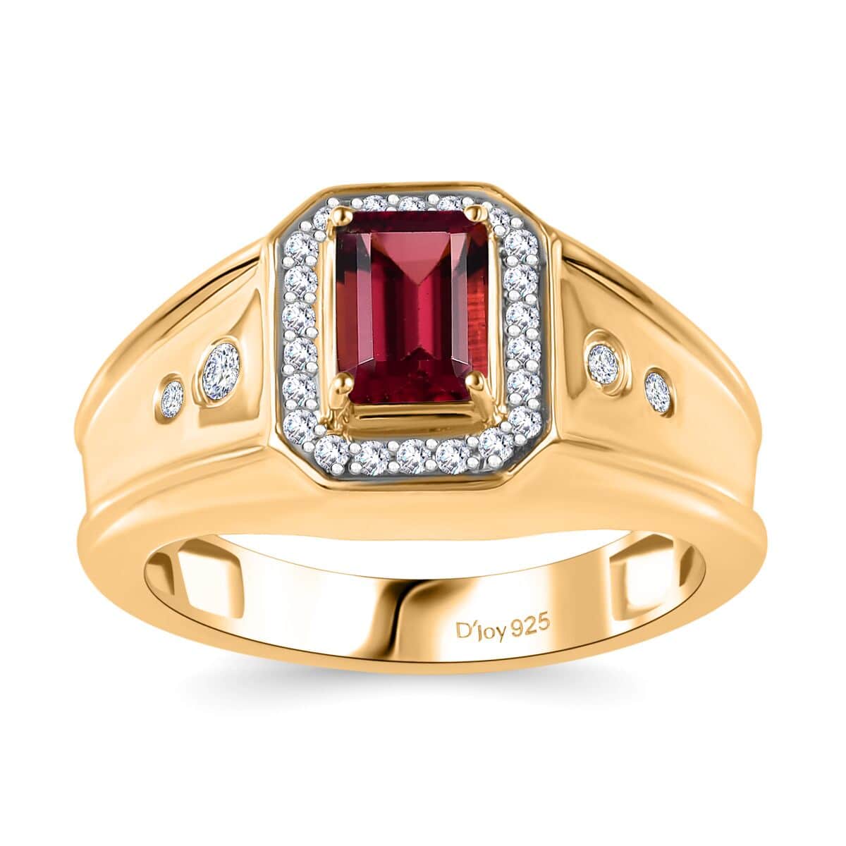 Premium Ouro Fino Rubellite and Moissanite 1.40 ctw Men's Ring in 18K Vermeil Yellow Gold Over Sterling Silver (Size 10.0)  image number 0