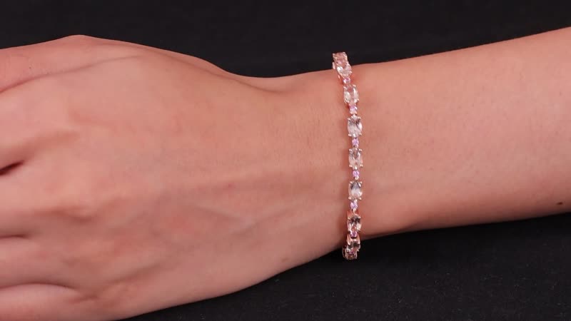 TLV Premium Marropino Morganite, Madagascar Pink Sapphire Bracelet in 18K Vermeil RG Over Sterling Silver (7.25 In) 9.40 ctw