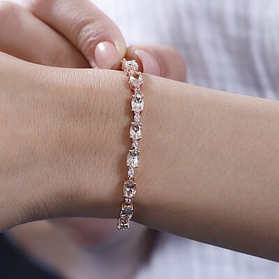 Premium Marropino Morganite and Madagascar Pink Sapphire 9.40 ctw Bracelet in 18K Vermeil Rose Gold Over Sterling Silver (7.25 In)