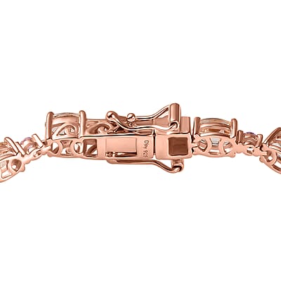 Premium Marropino Morganite and Madagascar Pink Sapphire 9.40 ctw Bracelet in 18K Vermeil Rose Gold Over Sterling Silver (7.25 In)