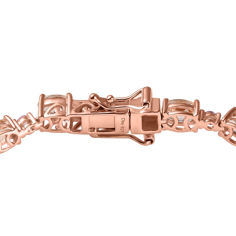 Premium Marropino Morganite and Madagascar Pink Sapphire 9.40 ctw Bracelet in 18K Vermeil Rose Gold Over Sterling Silver (7.25 In)