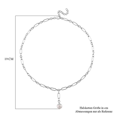 White Edison Pearl Fancy 8.38 ctw Necklace in Rhodium Over Sterling Silver 18-20 Inches