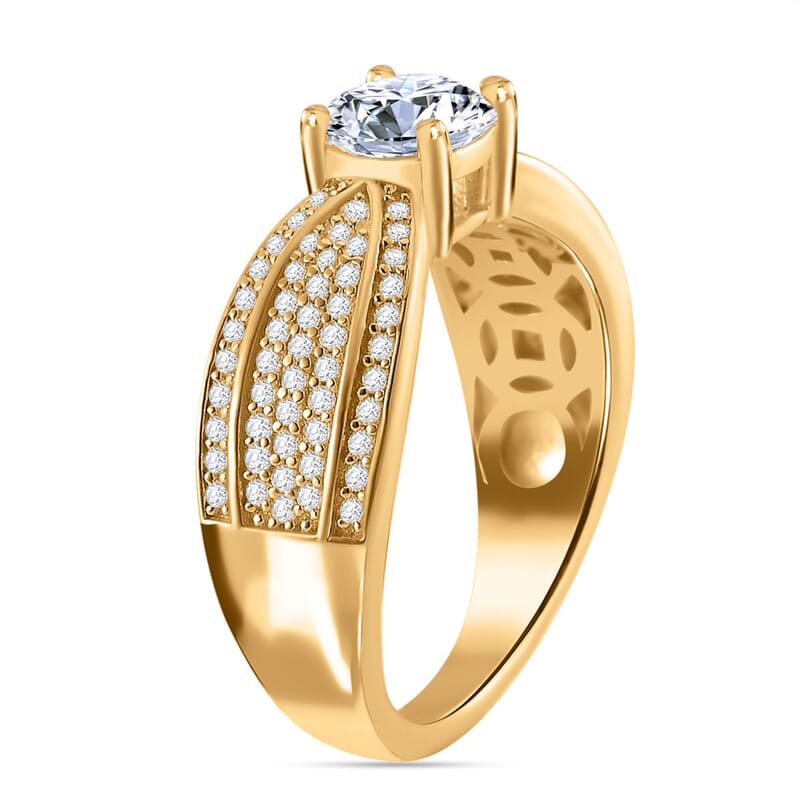Moissanite 1.51 ctw Ring in 18K Vermeil Yellow Gold Over Sterling Silver (Size 6.5)