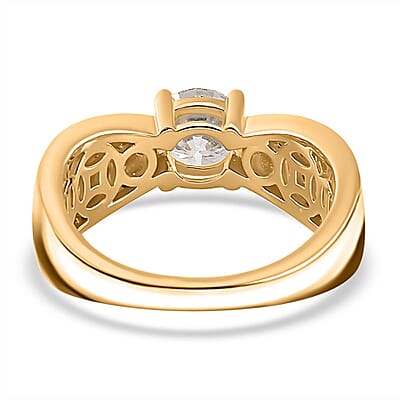 Moissanite 1.51 ctw Ring in 18K Vermeil Yellow Gold Over Sterling Silver (Size 6.5)