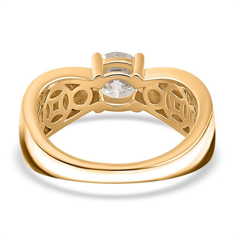 Moissanite 1.51 ctw Ring in 18K Vermeil Yellow Gold Over Sterling Silver (Size 6.5)