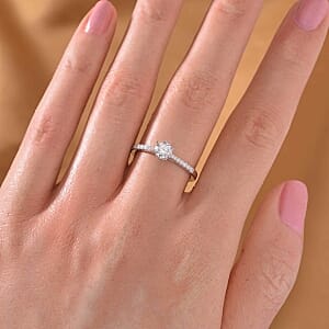 Moissanite 0.43 ctw Fancy Ring in Rhodium Over Sterling Silver (Size 11.5)