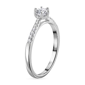 Moissanite 0.43 ctw Fancy Ring in Rhodium Over Sterling Silver (Size 11.5)