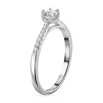 Moissanite 0.43 ctw Fancy Ring in Rhodium Over Sterling Silver (Size 11.5)