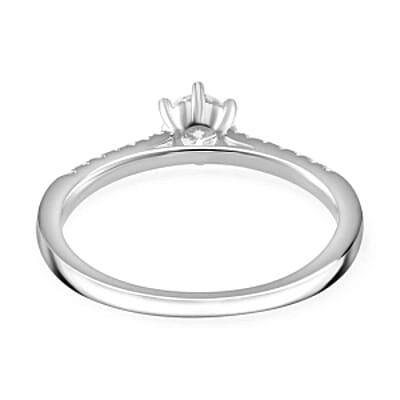 Moissanite 0.43 ctw Fancy Ring in Rhodium Over Sterling Silver (Size 11.5)