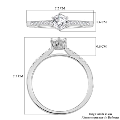 Moissanite 0.43 ctw Fancy Ring in Rhodium Over Sterling Silver (Size 11.5)