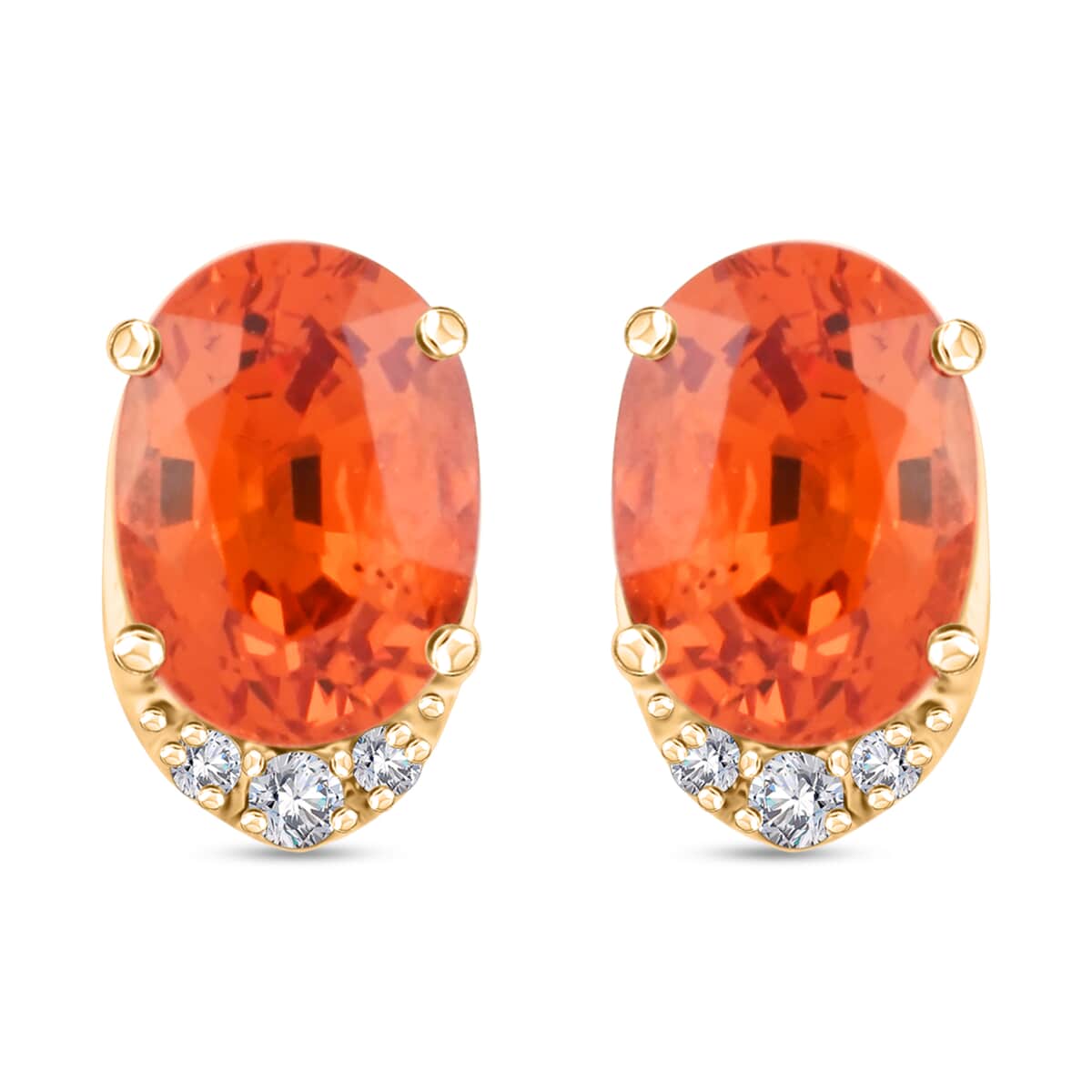 Luxoro AAA Red Sapphire and I2 Diamond 2.20 ctw Stud Earrings in 10K Yellow Gold image number 0