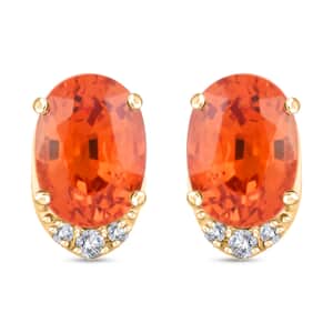 Luxoro AAA Red Sapphire and I2 Diamond 2.20 ctw Stud Earrings in 10K Yellow Gold